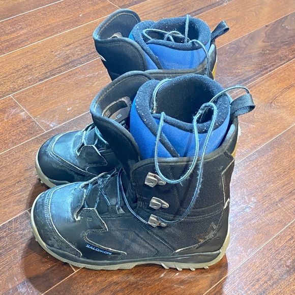 SALOMON KAMOOKS, THERMIC FIT, BLACK/Blue Snowboard Boots 6.5 - Picture 3 of 9